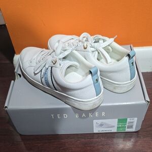 Ted Baker Adult White and Blue Sneakers Size 7.5